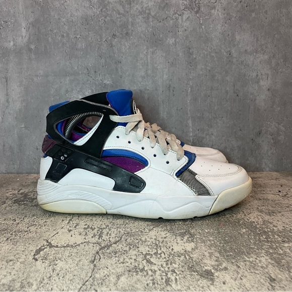 Nike Air Zoom Huarache Mid Sneakers Womens sz 8.5 - white black blue purple - Picture 1 of 6